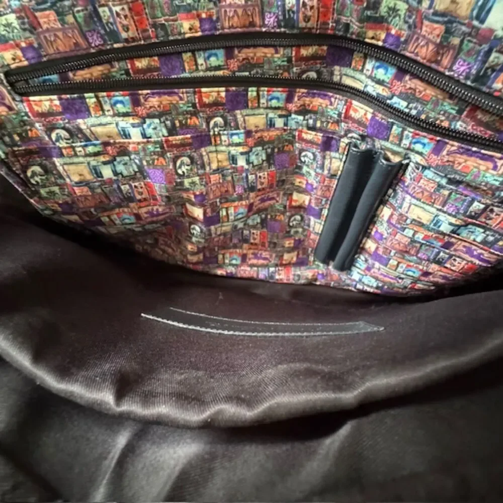 Robert Graham Midnight Blue/Black Leather Suerat Laptop Messenger Bag